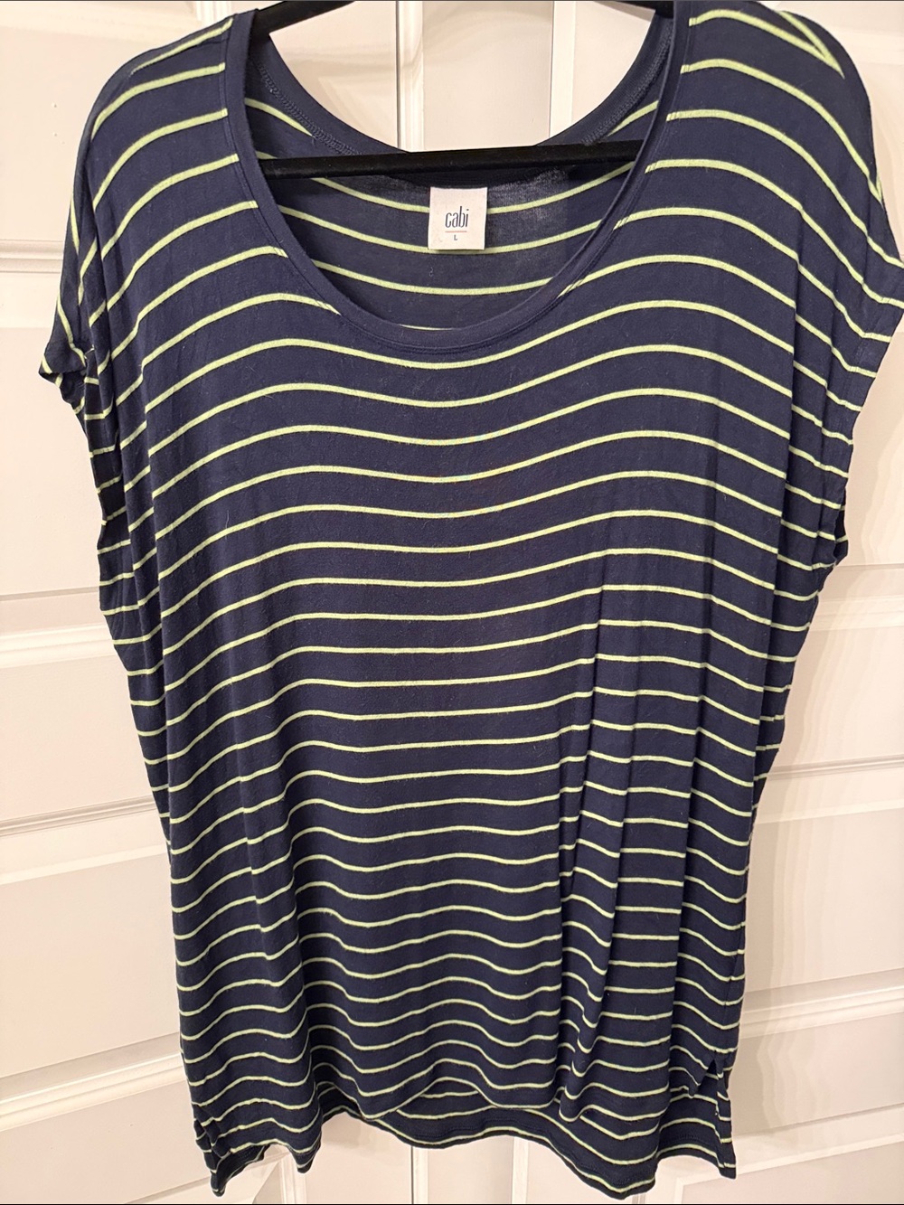 CAbi Navy Tunic with Lime Stripe